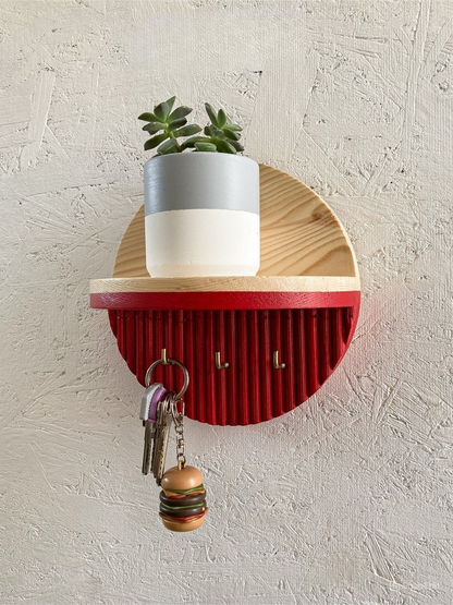 TJR-152, Wooden Shelve with Key Holder For Wall